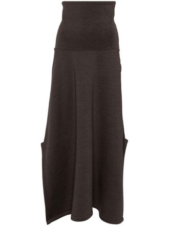 Christophe Lemaire high-rise A-line skirt - women - Cotton/Wool - M - Brown