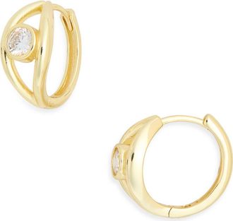 Argento Vivo Cubic Zirconia Open Huggie Hoop Earrings in Gold at Nordstrom Rack