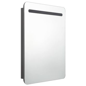 Berkfield Home LED Bathroom Mirror Cabinet Grey 60x11x80 cm | Size: 60 x 11 x 80 cm