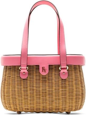 Frances Valentine Willow Woven Wicker & Leather Top Handle Bag in Pink at Nordstrom