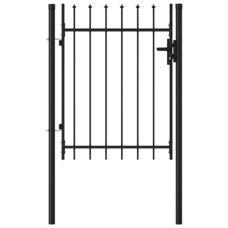 Berkfield Home Fence Gate Single Door with Spike Top Steel 1x1.2 m Black
