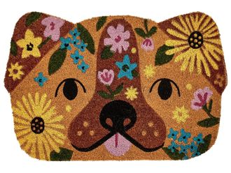 Beliani Zerbino Di Benvenuto In Fibra Di Cocco Antiscivolo 60 X 90 Cm Con Supporto In Pvc A Forma Di Cane Multicolore Tibig