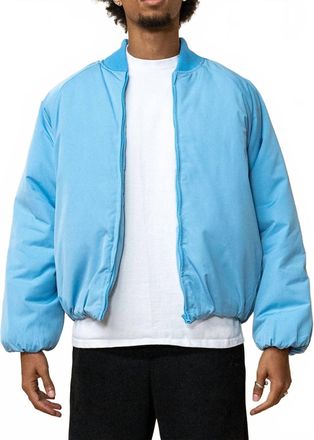 EPTM. Cropped Bubble Bomber Jacket In Sky Blue