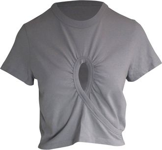 Alexander Wang Front Cut-Out T-Shirt in Grey Cotton