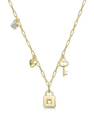 Rachel Glauber 14K Plated Cz Heart Necklace