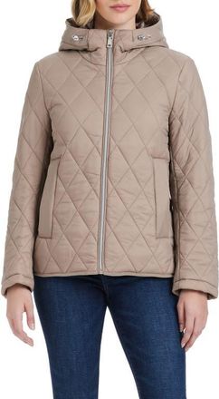 Vince Camuto Water Resistant Hooded Quilted Jacket in Taupe at Nordstrom, Size X-Small