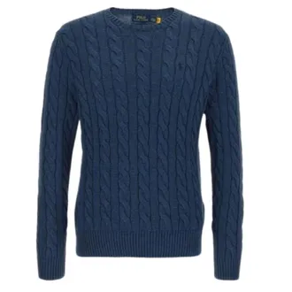 Ralph Lauren Truien & Vesten, Dames, Blauw, S, Katoen, Katoenen kabel gebreide trui met ronde hals