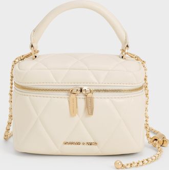 Charles & Keith Arwen Quilted Top Handle Vanity Bag