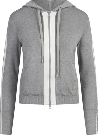 Elisabetta Franchi Hoodies & sweatvesten, Dames, Grijs, M, Bicolour Knit Zip Hoodie