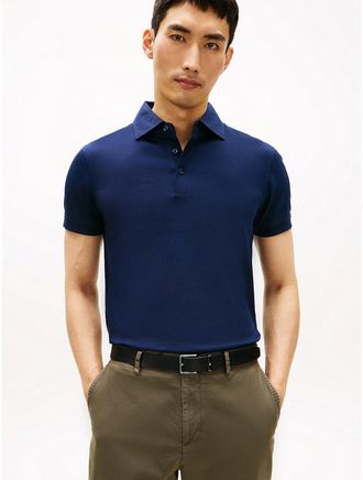 Tommy Hilfiger Mens New York Label Slim Fit Mercerized Polo - Navy - XL