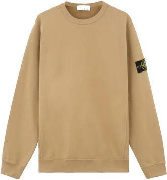 Stone Island Geribbelde Crewneck Geborsteld Katoen Fleece Sweater - Heren - Sweatshirts - Beige - XL - Katoen - Hoodies & sweatvesten