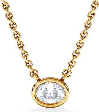 The Diamond Store Horizon Oval Cut Lab Diamond Solitaire Necklace 0.25ct H/SI in 18k Gold Vermeil