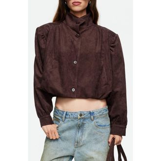 Lioness Luminous Faux Suede Jacket in Chocolate at Nordstrom, Size X-Large