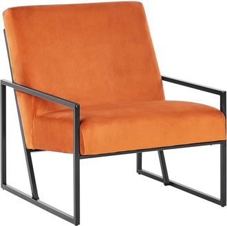 Beliani Beliani - Sill&oacute;n Moderno Glamour Decorativo Estructura De Metal Negro Tapicer&iacute;a De Terciopelo Naranja Delary