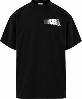 Balenciaga Camiseta Oversized Silver Tape Back - Tops - Hombre - Negro - S