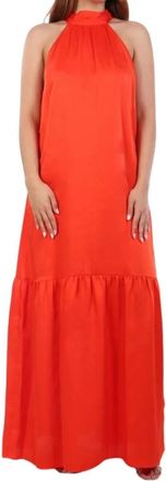 Liu Jo Lange Satijnen Jurk - Dames - Maxi kleedjes - Rood - S - Satijn - Kleedjes