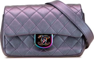 Chanel Pre-owned Womens Quilted Bag Iridescent Hardware - Grey Leather - One Size