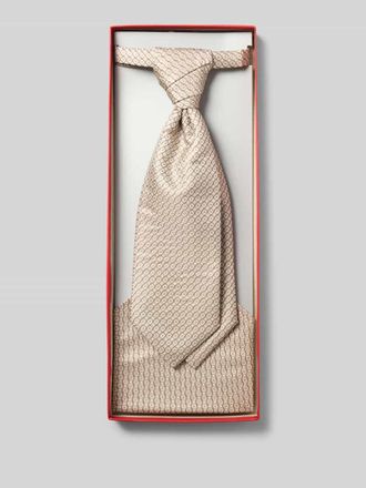 Wilvorst Krawatten-Set mit geometrischem Allover-Stitching in Beige, Gr&ouml;&szlig;e 1