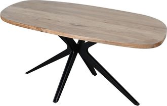 Vente-Unique Mesa de comedor 8 personas de madera de acacia y metal - Natural y negro - LIVIANI