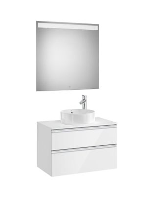 Roca Roca - Pack Mueble Base Para Lavabo Sobre Encimera Central + Espejo Led The Gap