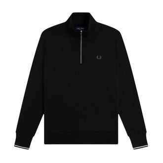 Fred Perry Hoodies & sweatvesten, Heren, Zwart, XL, Katoen, Half-zip Sweatshirt