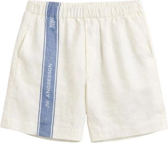 J.W.Anderson Gestreepte Shorts - Heren - Korte Broeken - Wit - M - Linnen - Korte Broeken