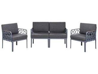 Beliani Conjunto de jard&iacute;n 4 plazas gris oscuro