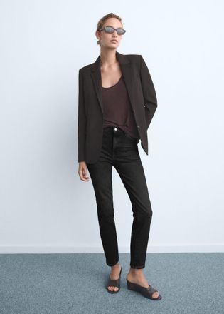 Mango Jeans Claudia slim crop black denim - Donna - 36 - MANGO