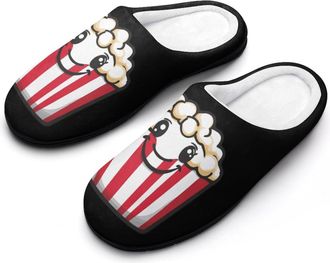 Generic Cute Popcorn Buck Cotton Womens Slip-on Slippers Winter Warm House Shoes with Rubber Sole for Home Office Hotel