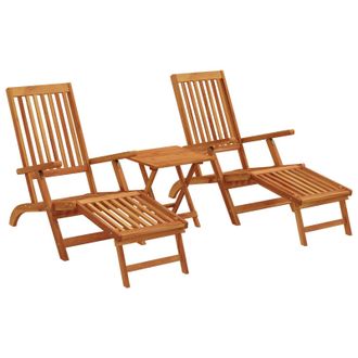 vidaXL Recliner Y Tumbona Plegable 2 Pcs Natural Vidaxl