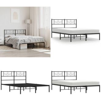 vidaXL Giroletto con Testiera in Metallo Nero 140x200 cm - Letto con testata in metallo - Letto robusto