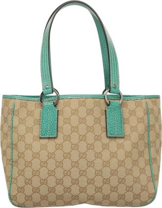 Gucci Gg Canvas Beige Canvas Tote Bag (Pre-Owned)