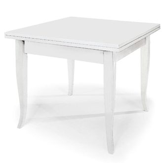 Konte Design Mesa extensible de madera blanca 80x80 cm - 150x80 cm