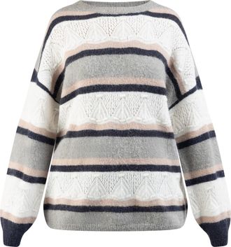 Usha Oversized gebreide trui Dames Blauw Veelkleurig