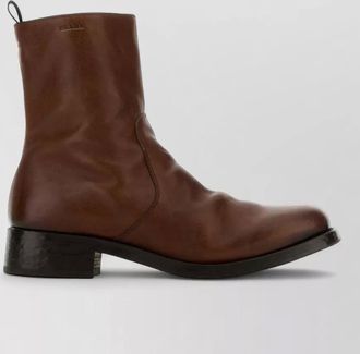 Prada mens leather boots round toe design