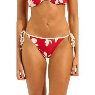 Seafolly Hipster Side Tie Bikini Bottoms in Cosmo Red at Nordstrom, Size 12 Us