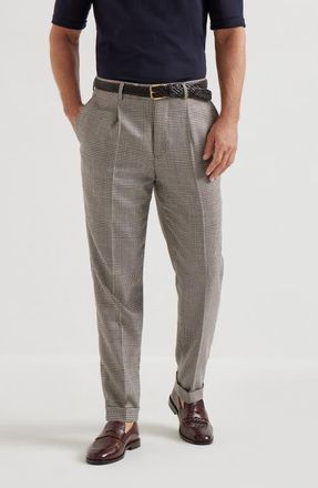 Brunello Cucinelli Prince of Wales trousers in Brown at Nordstrom, Size 60 It