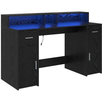 vidaXL Vidaxl - Escritorio Roble Negro 140 X 55 X 91 Cm Madera Contrachapada