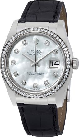 Rolex Datejust Mother of Pearl Dial Automatic Leather Ladies Watch 116189MDL