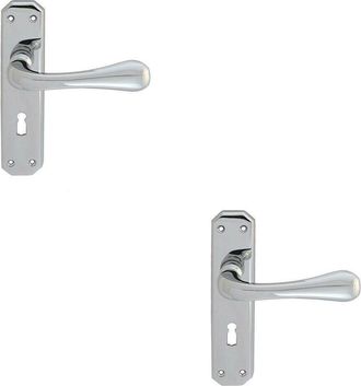Loops 2x PAIR Heavy Duty Handle on Angular Lock Backplate 180 x 40mm Polished Chrome