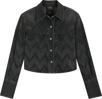 HUGO BOSS C Shirt LS 1.0 - Dames - Spijkerjassen - Zwart - L - Katoen - Jassen