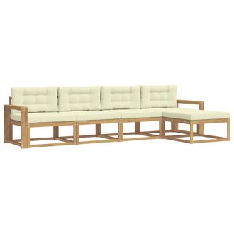 vidaXL Conjunto De Sof&aacute;s De Exterior 4 Pcs Blanco Y Crema Poli&eacute;ster Vidaxl