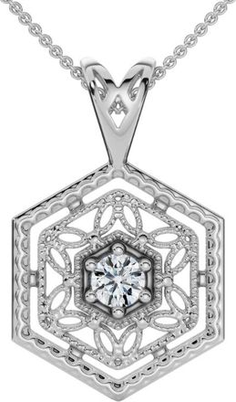Pompeii3 Solitaire EX3 Lab Grown Diamond Vintage Pendant 14K White Gold 17.65mm