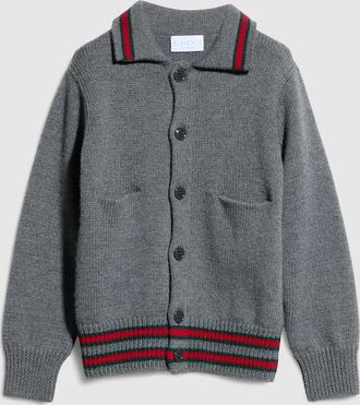 Gucci Kids - Wool Polo Cardigan, Size 10 years, Grey