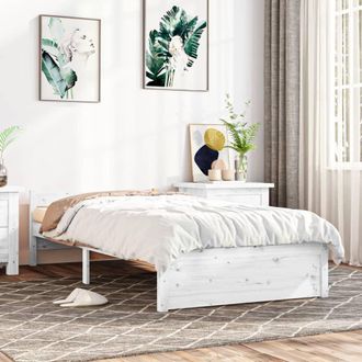 vidaXL Estructura De Cama Sin Colch&oacute;n Madera Maciza Blanco 100x200 Cm Vidaxl