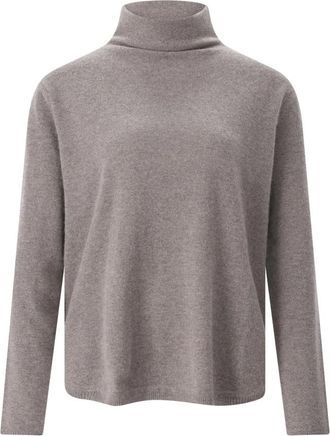 Hemisphere Fijne Gebreide Rolkraagtrui - Dames - Cashmere truien - Grijs - L - Kasjmier - Truien & Vesten
