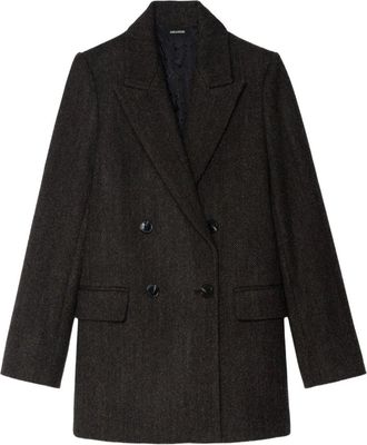 Zadig&Voltaire Cappotto doppiopetto con motivo a spina di pesce - Marrone