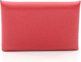 Herm&egrave;s Red Color Rouge Casaque Leather Coin Purse/Coin Case (Pre-Owned)