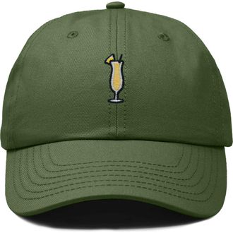 Dalix Pina Colada Embroidered Dad Cap in Olive at Nordstrom