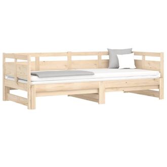 Berkfield Home Pull-out Day Bed Solid Wood Pine 2x(90x190) cm in Light Oak
